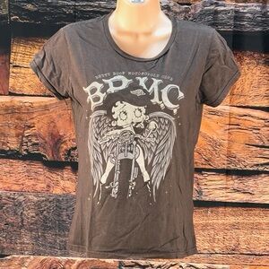 BDMC Betty Boop Motorcycle Club Graphic Tee - Charcoal